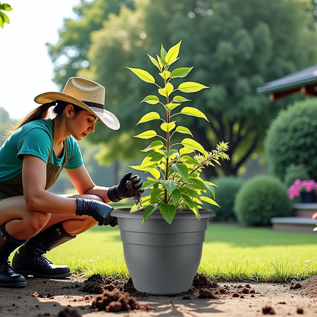 RooTrimmer Large planters ideal for patios, decks, balconies, and gardens.