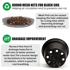 RooTrimmer mesh pads inside pots promote ventilation and moisture balance.