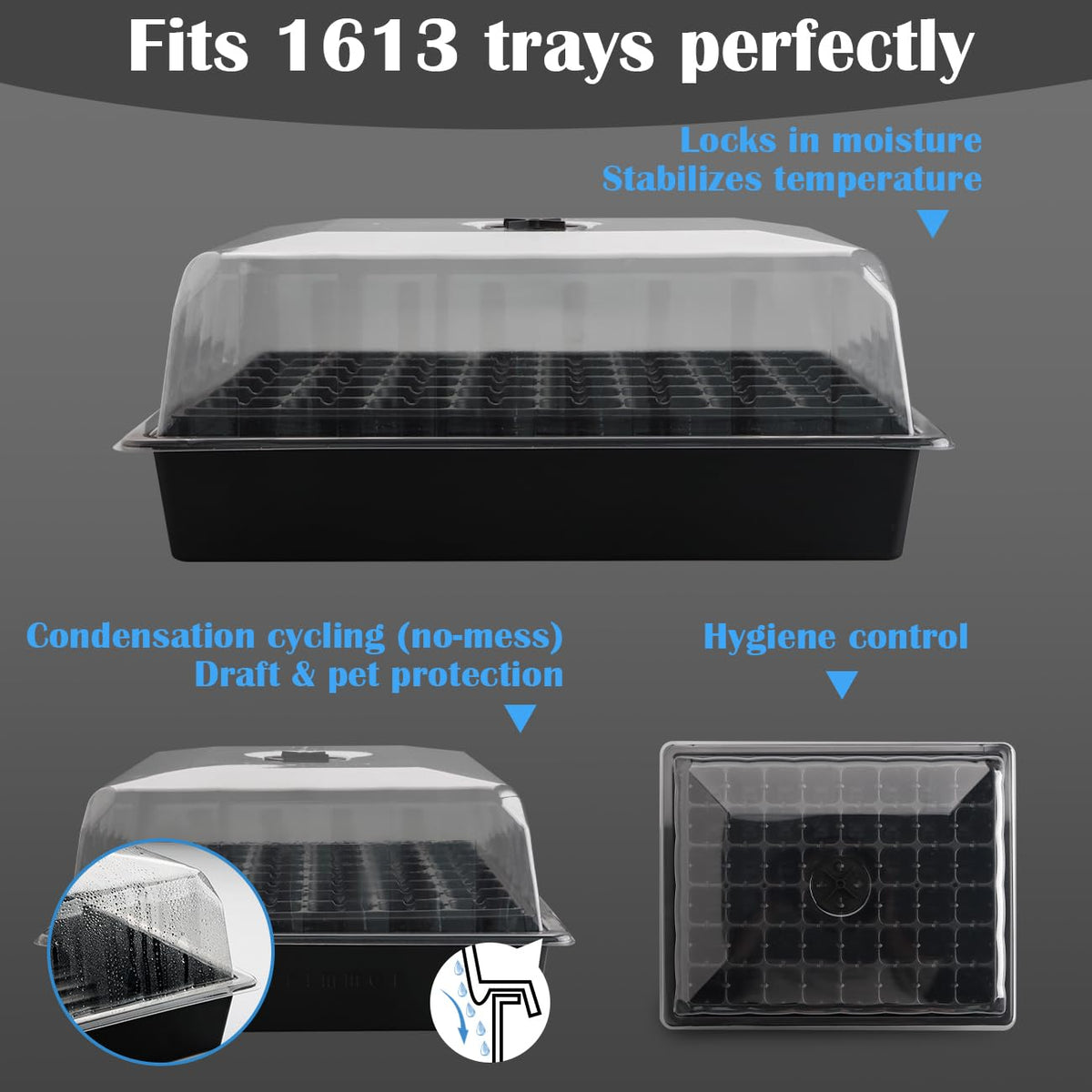 RooTrimmer no-drip design prevents leaks during germination and watering