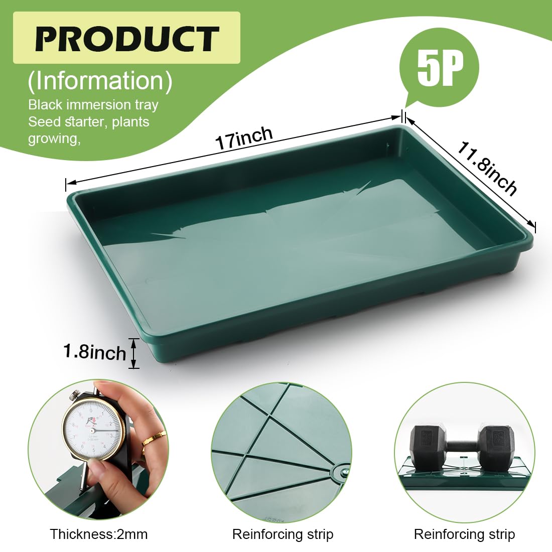 RooTrimmer green nursery trays show BPA-free plastic for safe seedlings.