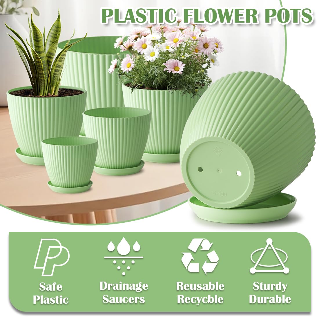 RooTrimmer 4.9-inch pot with saucer space-saving modern planter for desks.