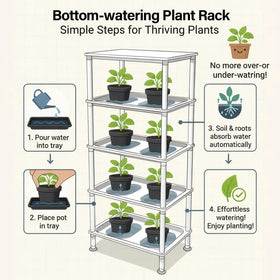 RooTrimmer plant stand with LED grow light boosts growth for indoor herbs