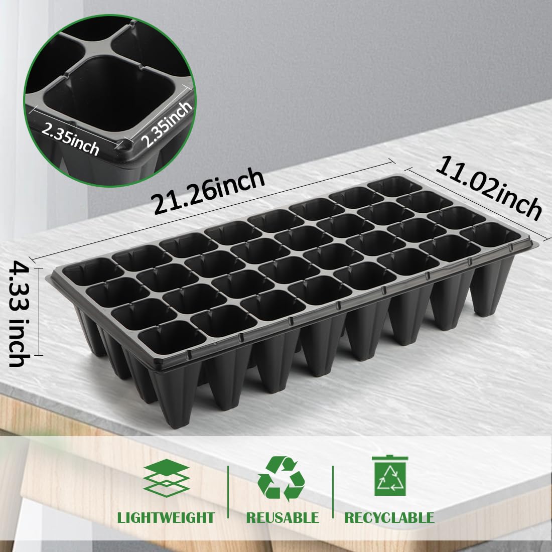 RooTrimmer fits standard 1020 flats for easy starting and transplanting.