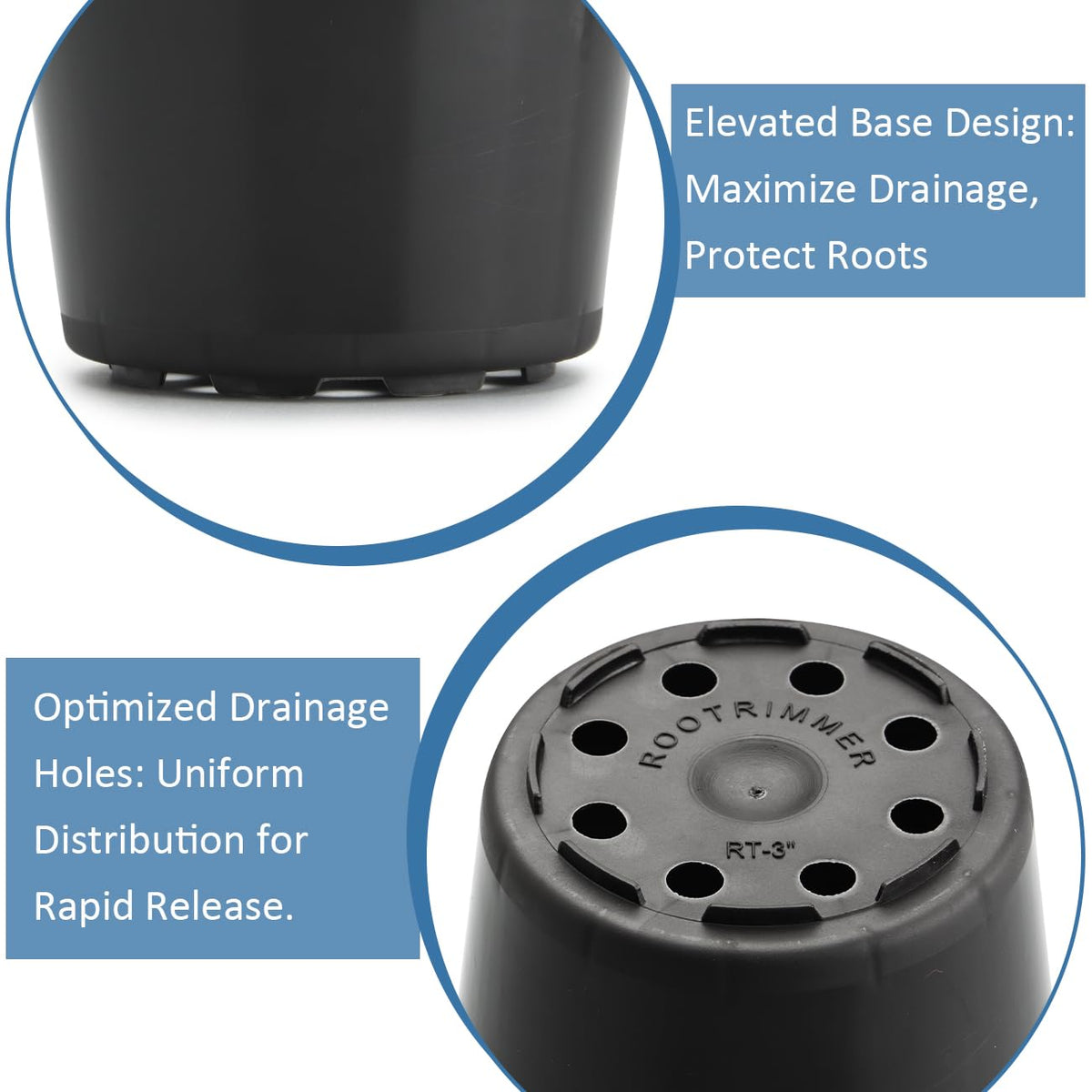 RooTrimmer black dual finish pot blends with indoor decor