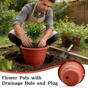RooTrimmer pottery red pot with hanging holes on top rim