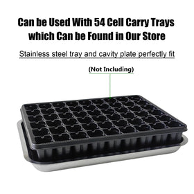 RooTrimmer stainless steel seed tray bottom view showing solid construction.