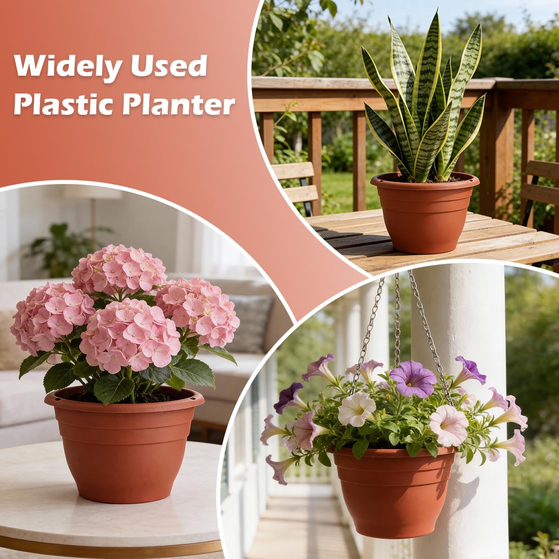RooTrimmer three-pack planters arranged for coordinated decor