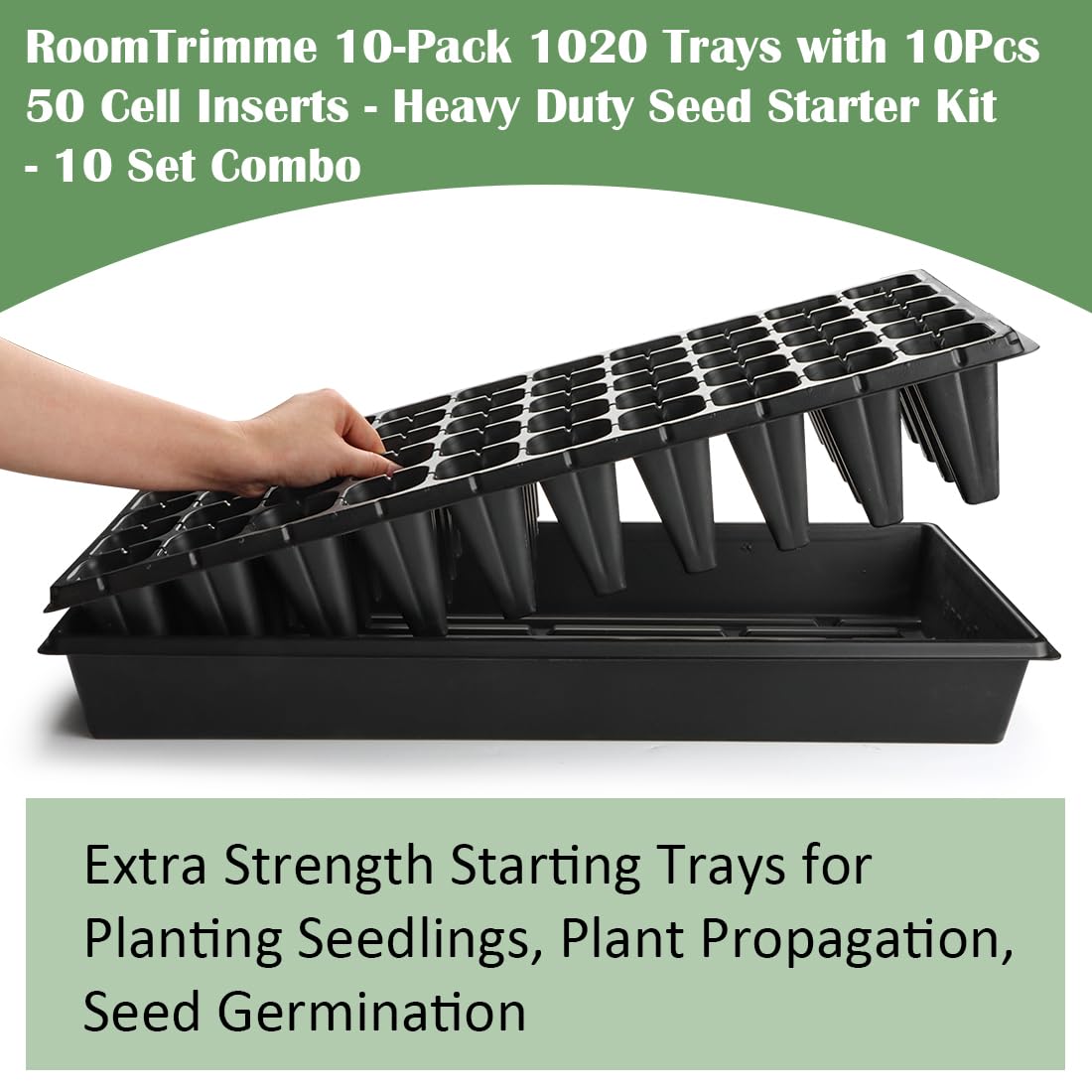 RooTrimmer stackable trays illustrating space-saving design.