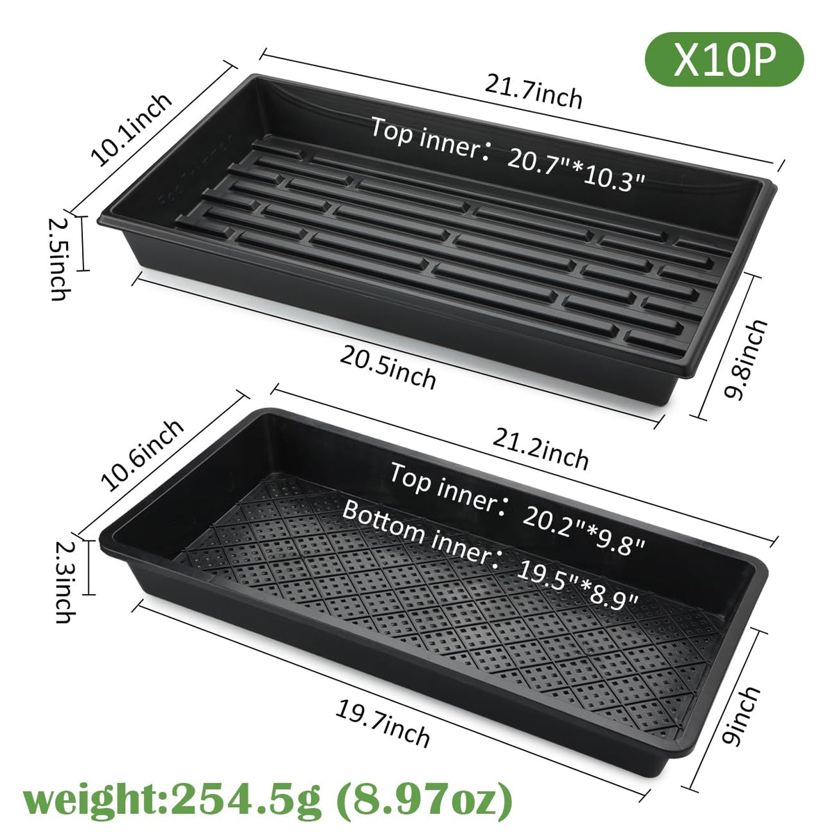 RooTrimmer trays on shelf optimize high-density seed starting indoors.