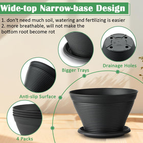 RooTrimmer unique top-wide bottom-narrow planter saves soil and space