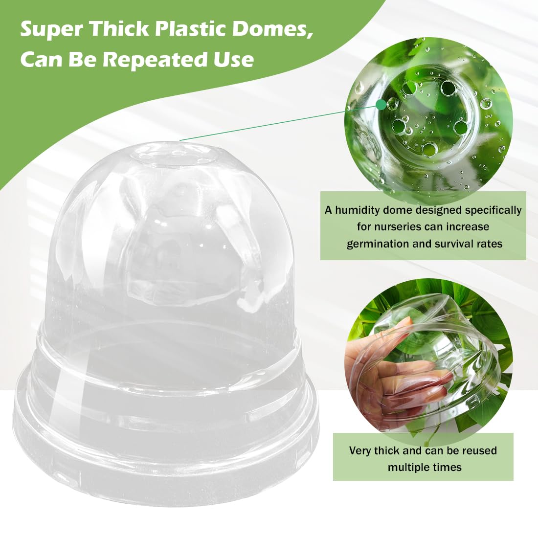 RooTrimmer ventilated dome with top vents improves airflow around young plants
