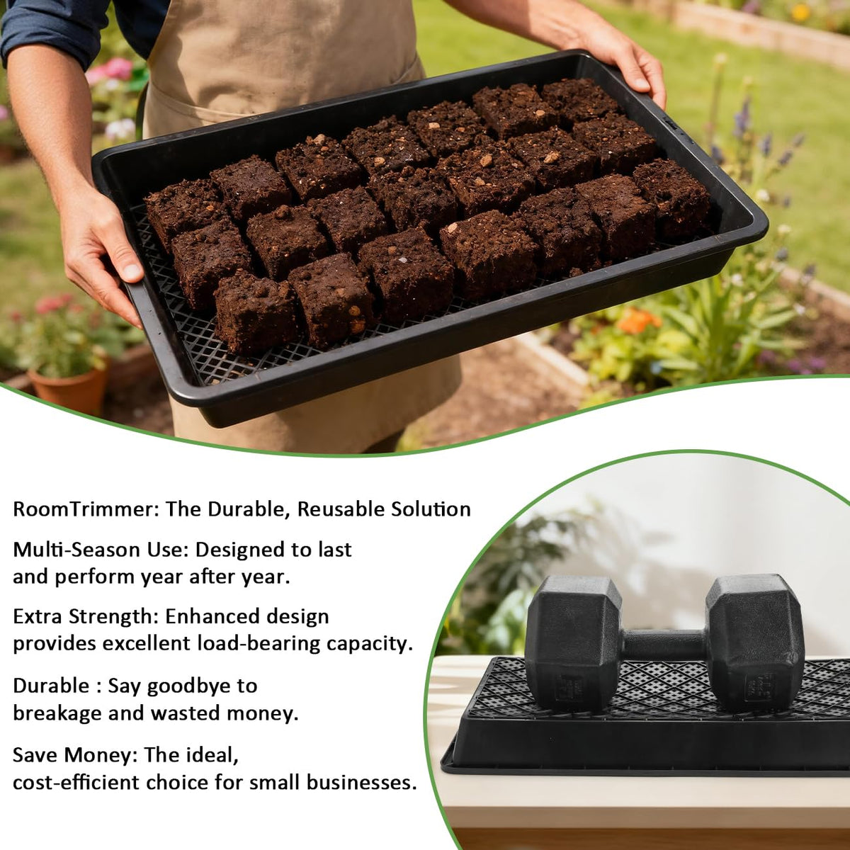 RooTrimmer wheatgrass fodder tray ideal for rapid indoor growth.