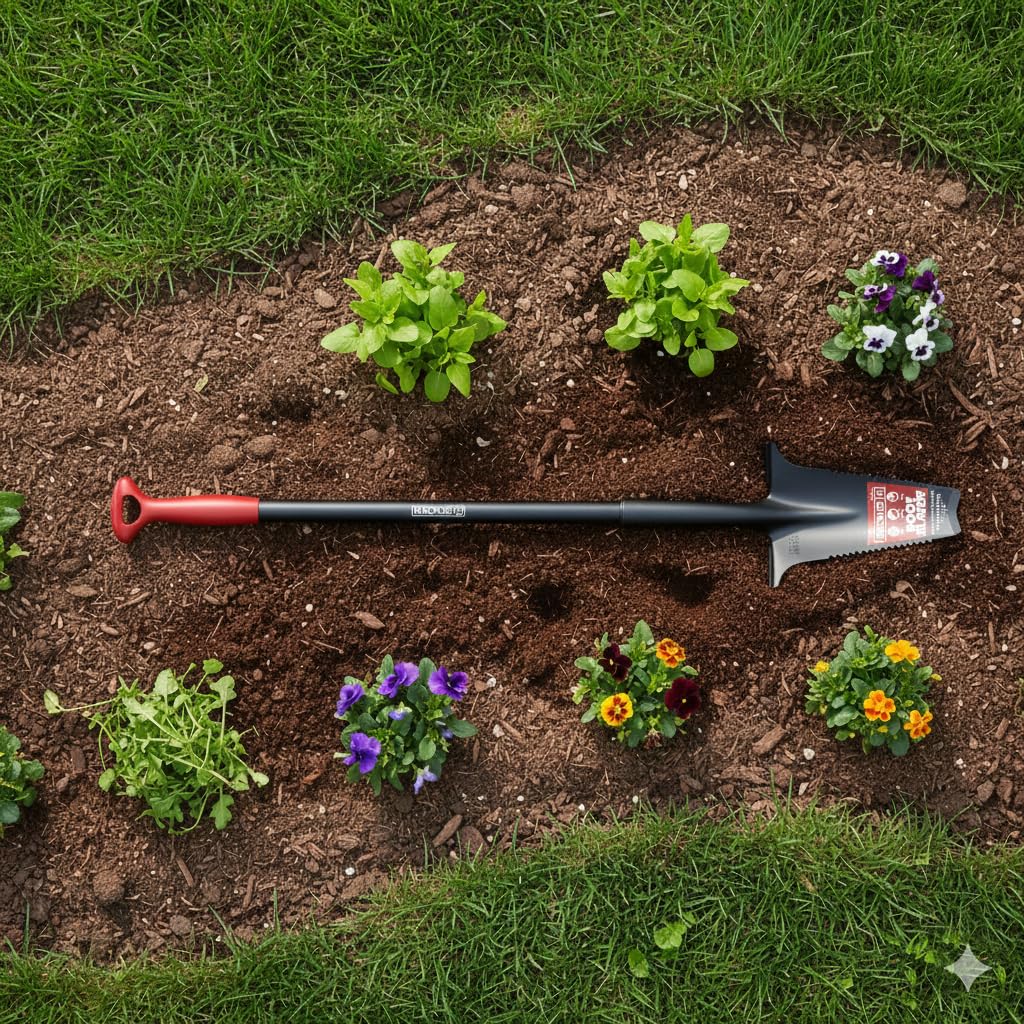 Root Slayer RS223 Nomad Mini serrated blade with inverted V tip for precise digging.