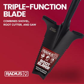 Root Slayer RS223 Nomad Mini steel blade resists corrosion in outdoor use.