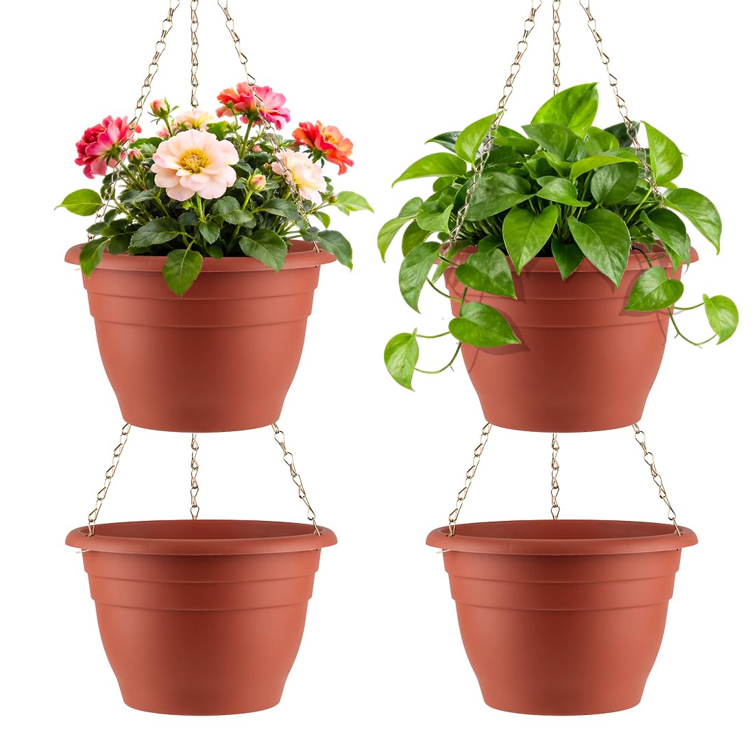 RooTrimmer hanging planter 10-inch set ideal for balconies and patios.