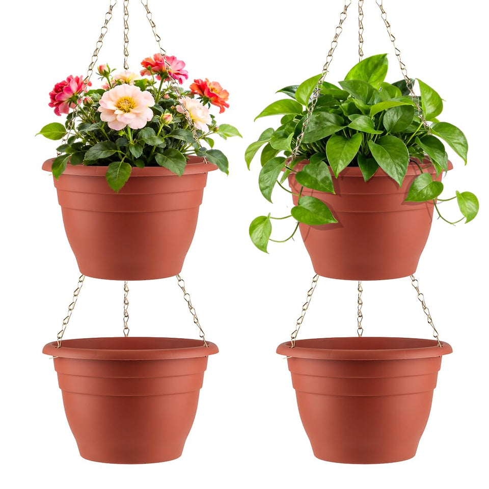 RooTrimmer hanging planter 10-inch set ideal for balconies and patios.