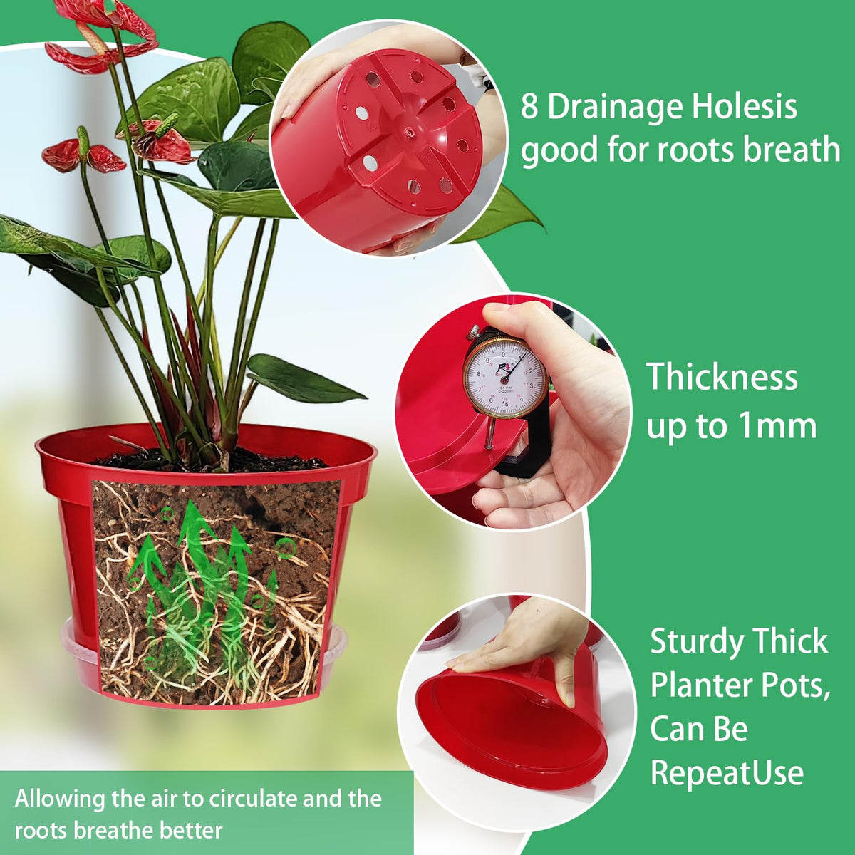 RooTrimmer high-quality plastic pots resist wear for outdoor seasons.