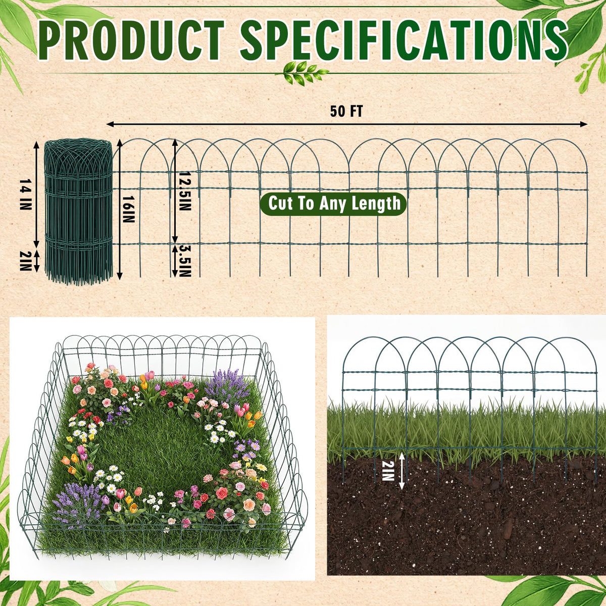 Roowest 16-inch by 50-foot border creates easy, no-dig garden edging for clean lines.