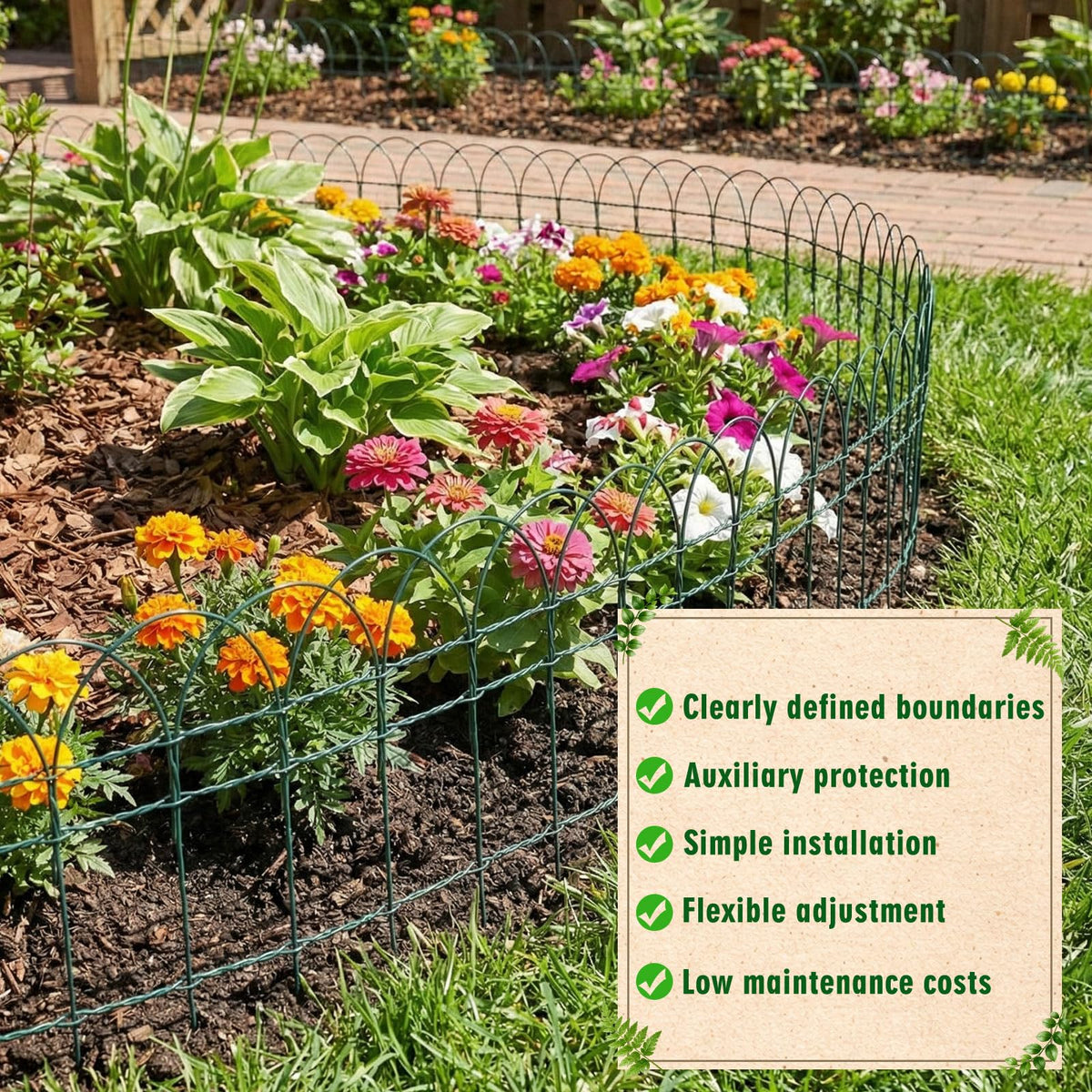Roowest animal barrier guards borders, deterring digging and intrusions around flowers and shrubs.