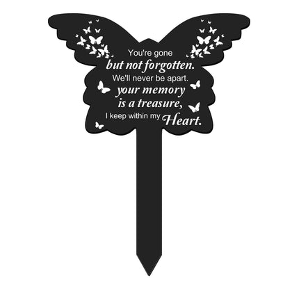  Roowest butterfly grave marker in black with white text for graveside remembrance