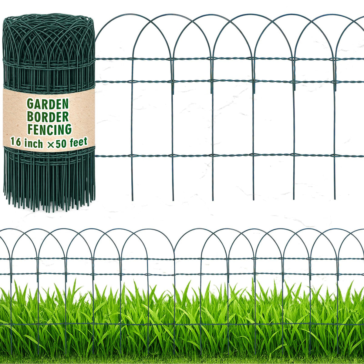 Roowest garden border fence roll with decorative scroll top enhances curb appeal while defining flower beds.