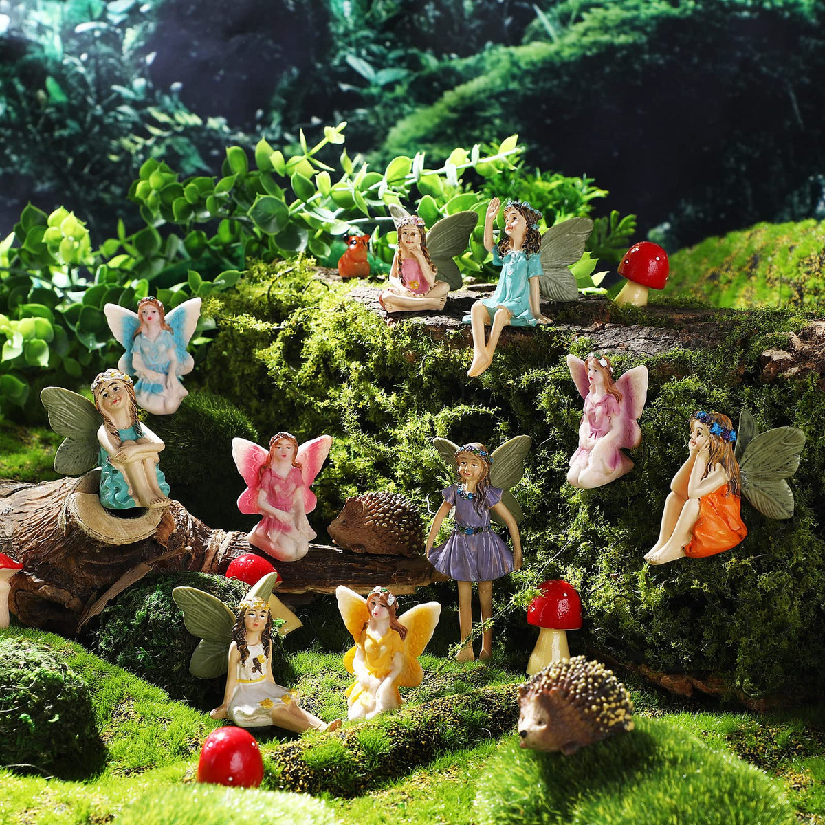 Roowest hedgehog resin miniature close-up for charming garden decor