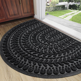 RORA half-circle doormat at the front door with absorbent surface for cleaner entryways.