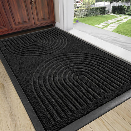 RORA heavy duty door mat at outdoor entrance provides secure footing and dirt capture