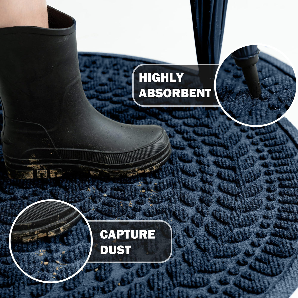 RORA semicircular welcome mat at entry traps dust and mud