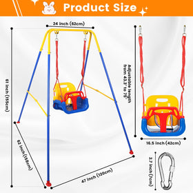 Rormcheny foldable baby swing stand provides easy storage after playtime.
