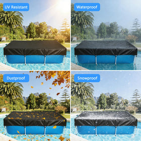 RORTUSAT pool cover stops debris and wind-blown leaves for a cleaner pool.