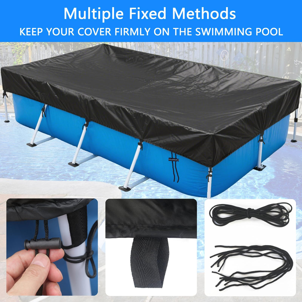 RORTUSAT easy-install pool cover with included storage bag for convenience.