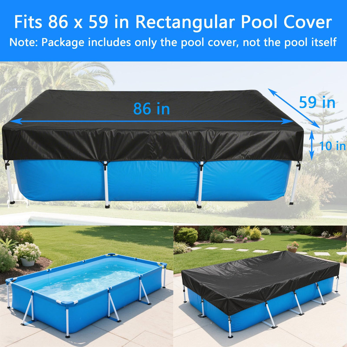 RORTUSAT pool cover with Oxford fabric blocks leaves and reduces cleaning needs.
