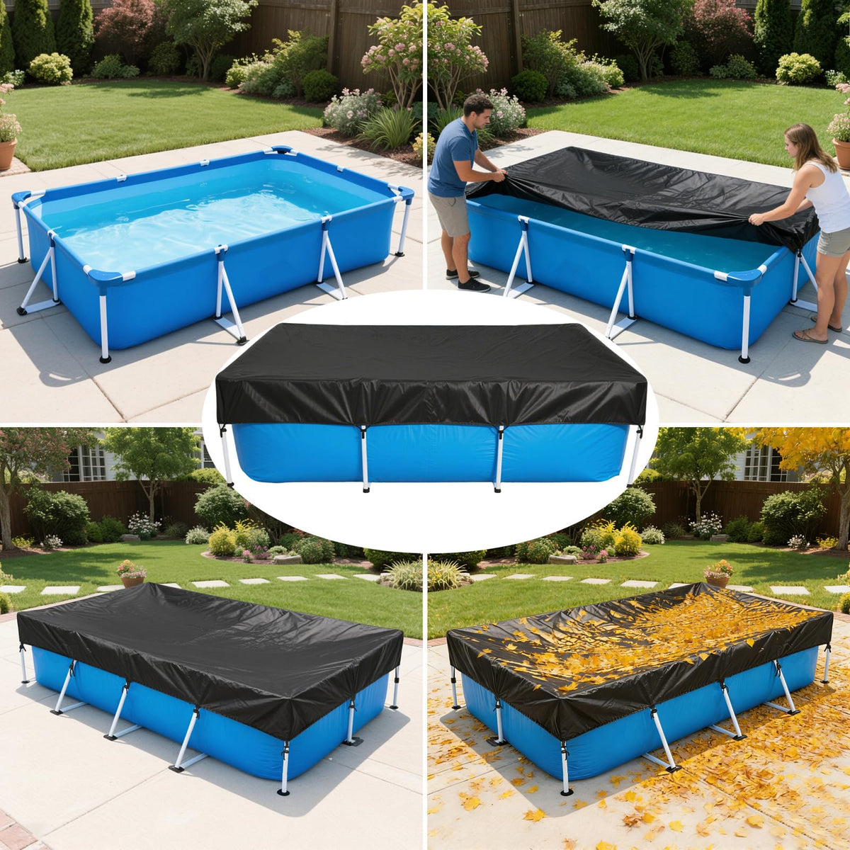 RORTUSAT cover reduces evaporation, saving water between pool sessions.