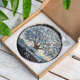 RosaTeeStore Tree of Life suncatcher brightens living spaces with a serene focal point.
