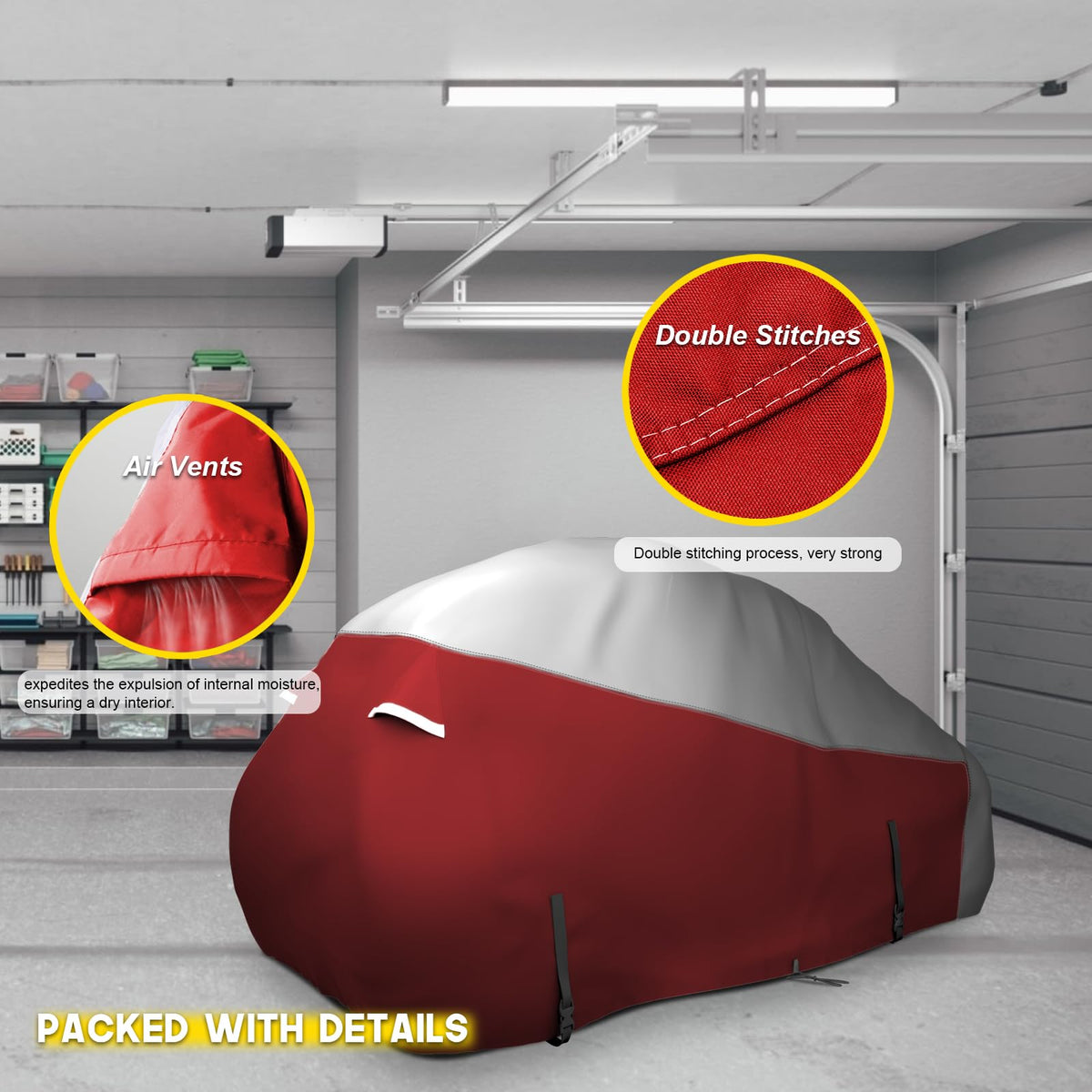 Rosefray red cover ready for outdoor storage and visibility