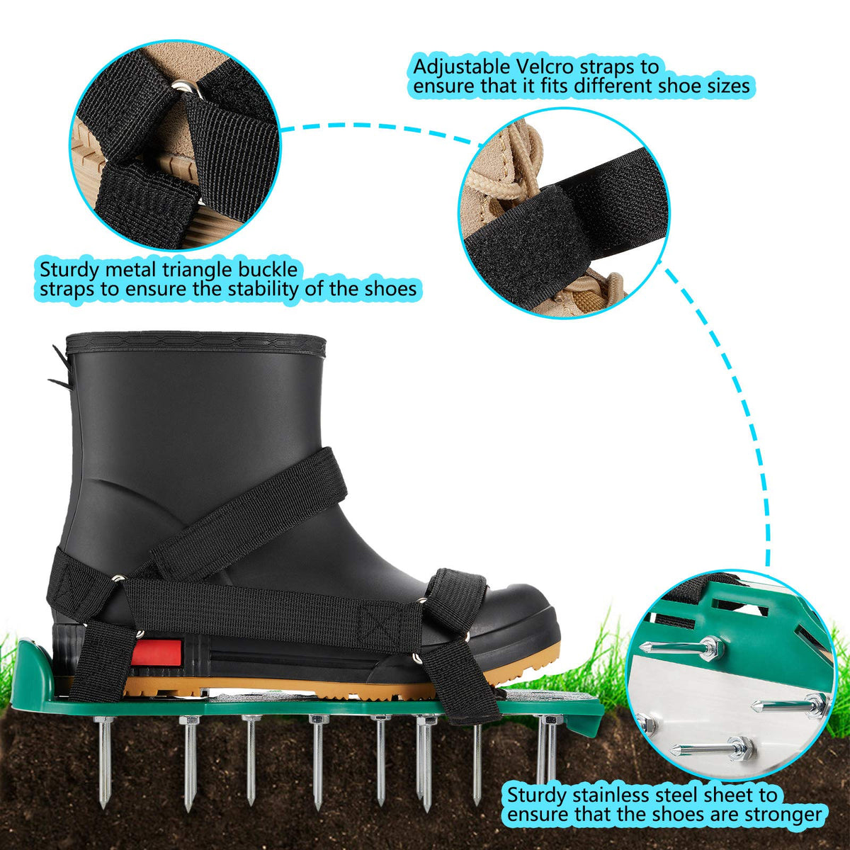 Rosgel aerator shoes with heavy-duty spikes for efficient soil penetration