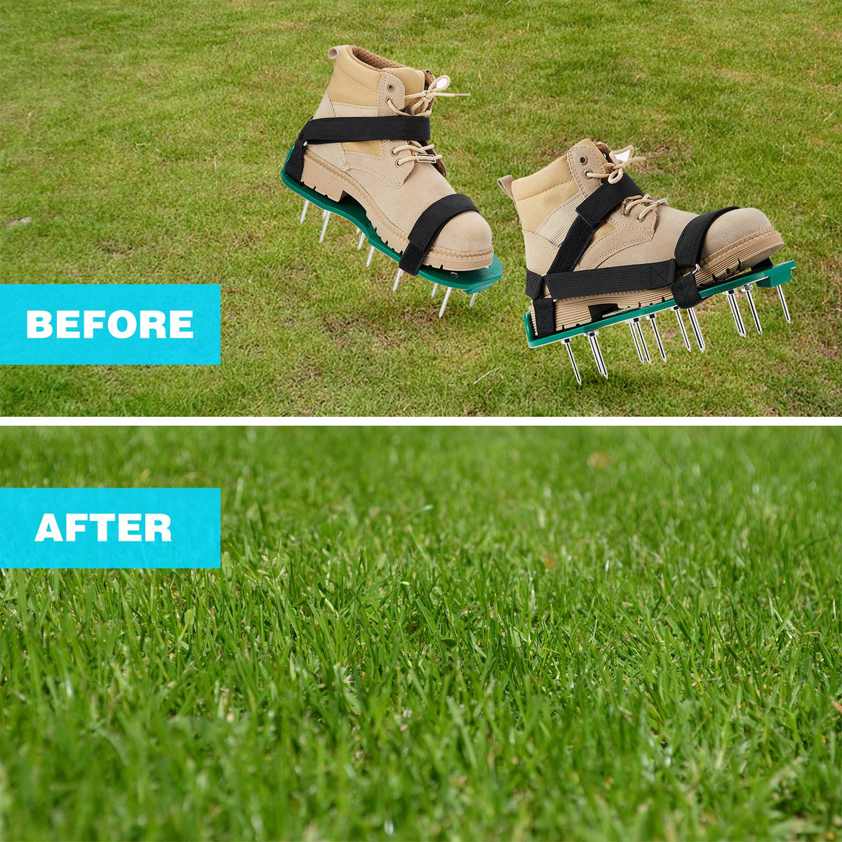 Rosgel lawn aerator shoes provide heel support during use