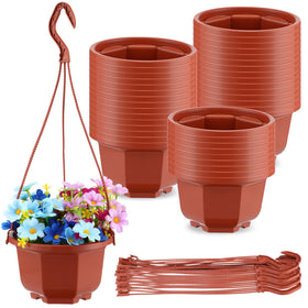 Roshtia 24-pcs hanging planter pots in brown for versatile indoor and outdoor display.