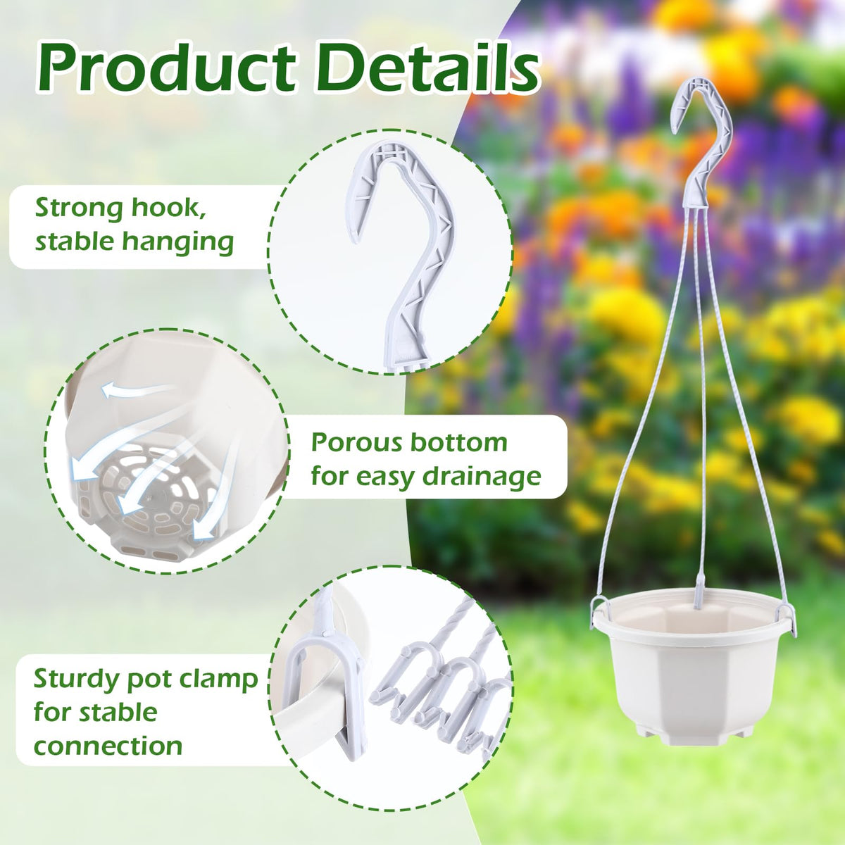 Roshtia 5-inch outer diameter hanging planter with compact interior space