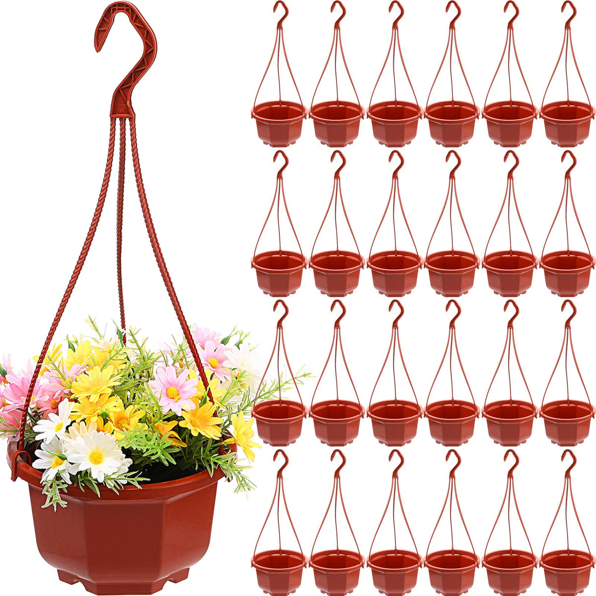 Roshtia brown hanging planter 6-7 inch, durable basket for balcony use.