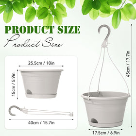 Roshtia gray-white hanging pots with hooks for indoor or outdoor display.