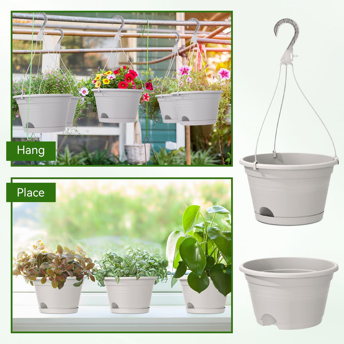 Roshtia drainage holes and removable trays prevent overwatering and leaks.