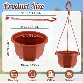 Roshtia hanging planter basket 6-inch with octagonal design for elegant plant display.