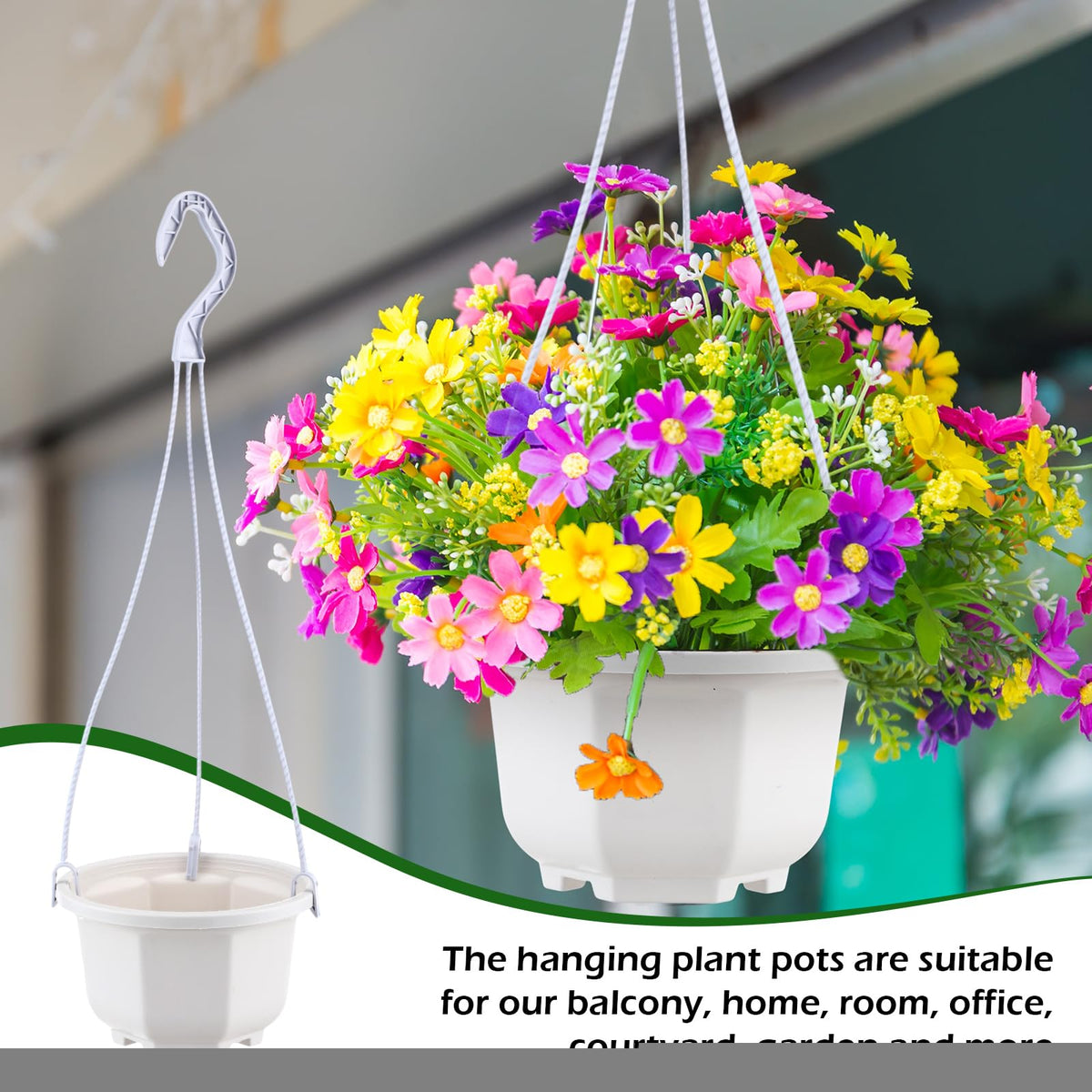 Roshtia planter with three hooks for stable, balanced hanging