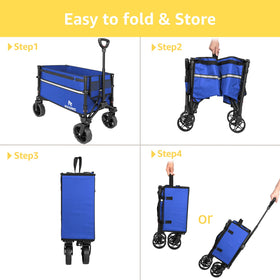 ROSONG collapsible wagon blue detachable wheels simplify cleaning and maintenance