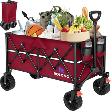 ROSONG collapsible wagon folded compact for easy storage and transport.