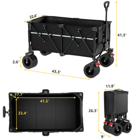ROSONG collapsible wagon locking front wheels help prevent rolling on slopes.