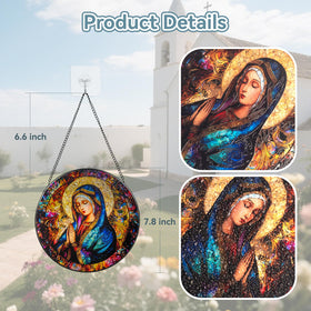 Rosporxin stained glass window hanging creates radiant light patterns in any room.