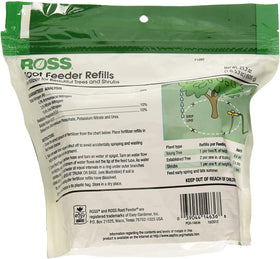 Ross root feeder refills shown being installed into soil near tree roots